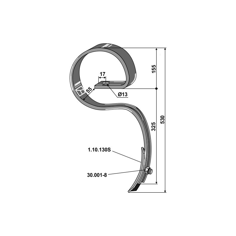 S-tand, til Vderstad Agrilla super m/alm. spids.