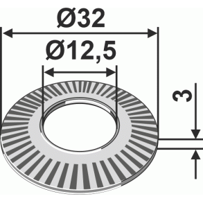 Skive med riller 32x3x12,5