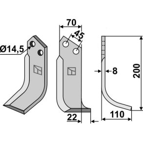 Frserkniv til Maletti model M & P, Venstre.