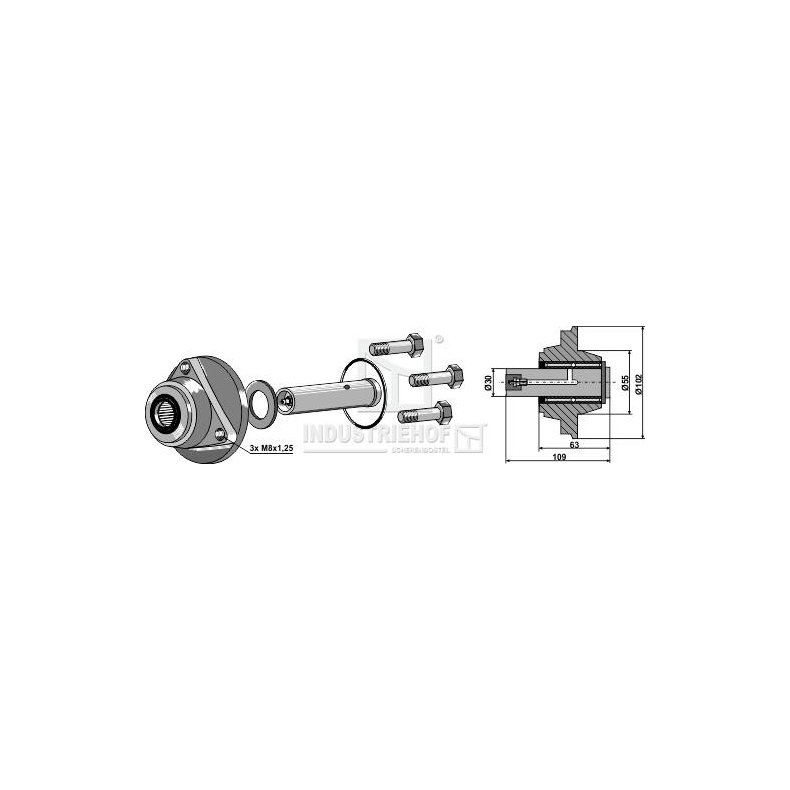 Rulleskrnav 30mm til Kverneland