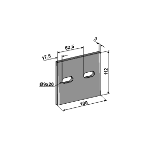 Afskraber til Lely, 100x112, hulafstand 45mm (9x20) 3mm.