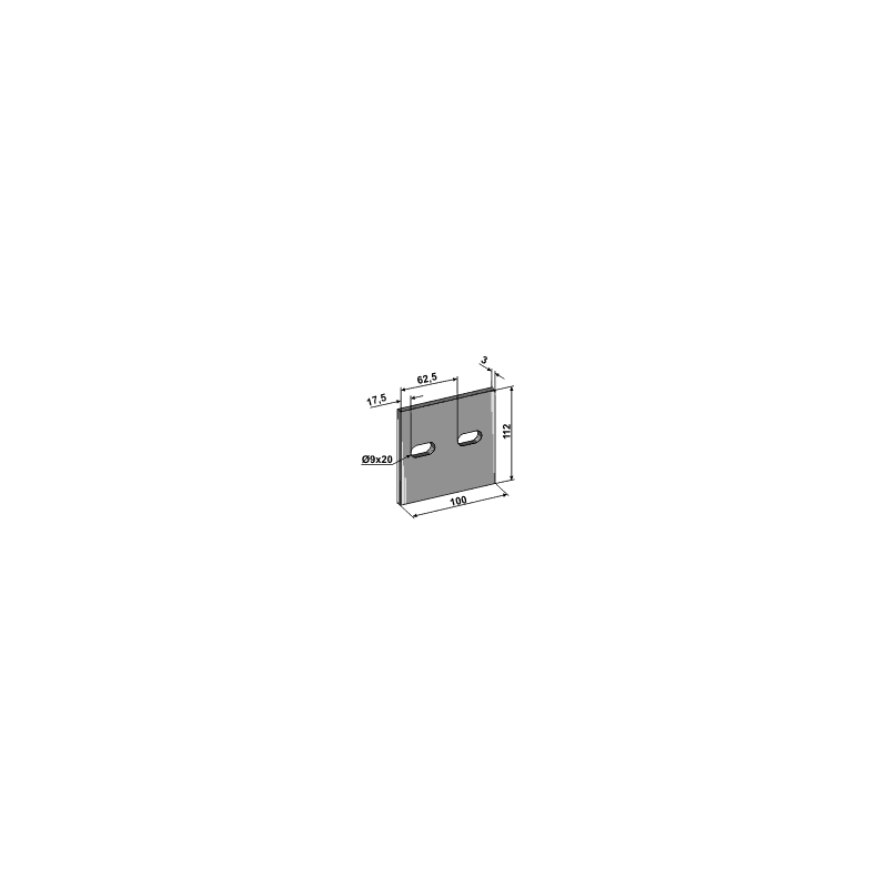 Afskraber til Lely, 100x112, hulafstand 45mm (9x20) 3mm.