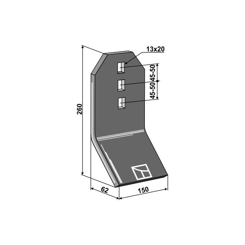 Slidstykke til HE-VA pakker 150x260mm