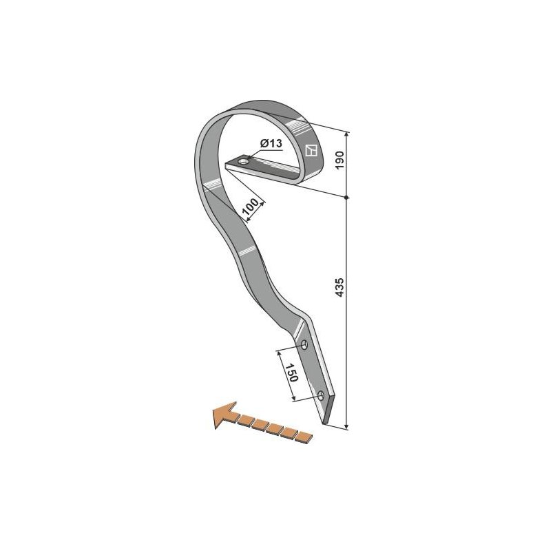 Slbetand venstre 60 x 10 mm