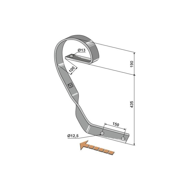 Slbetand hjre 60 x 10 mm
