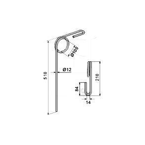 Efterharvetand til Double Rekord 510mm 12
