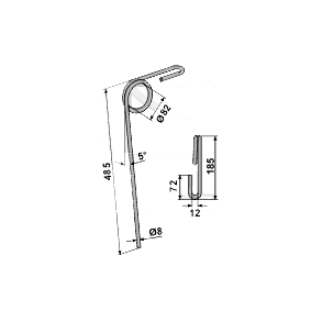 Efterharvetand til Fiona 485mm 8mm