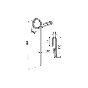 Efterharvetand til Kverneland 520mm 12mm