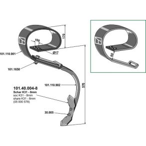 Komplet kultivatortand til Kongskilde VF 