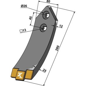 Stubspids til Kuhn 80mm med tungstens platter