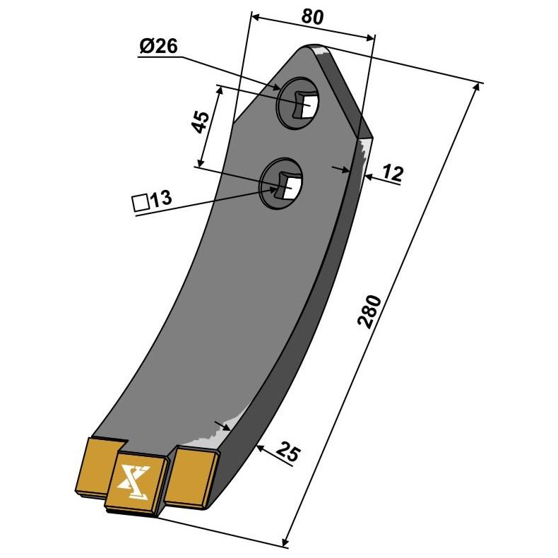 Stubspids til Kuhn 80mm med tungstens platter