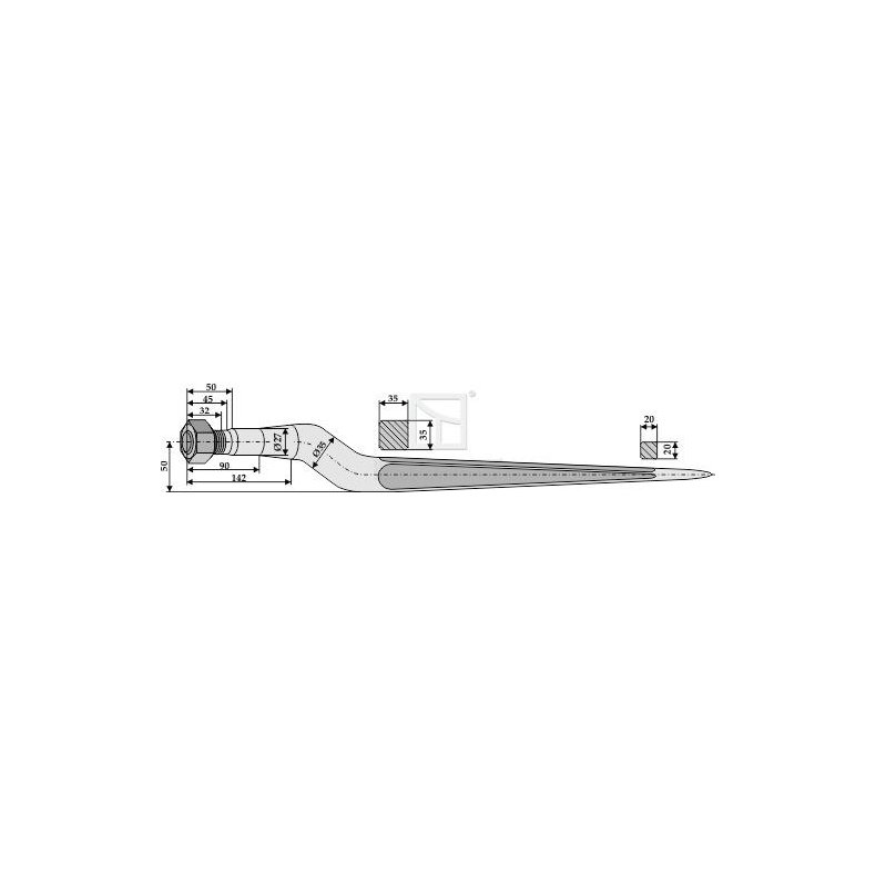 Frontlssertand 840mm M22 35