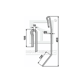 Efterharvetand midterste til Amazone 450mm 9mm