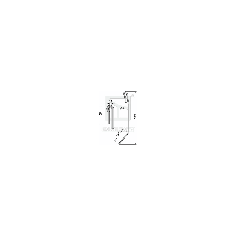 Efterharvetand midterste til Amazone 450mm 9mm