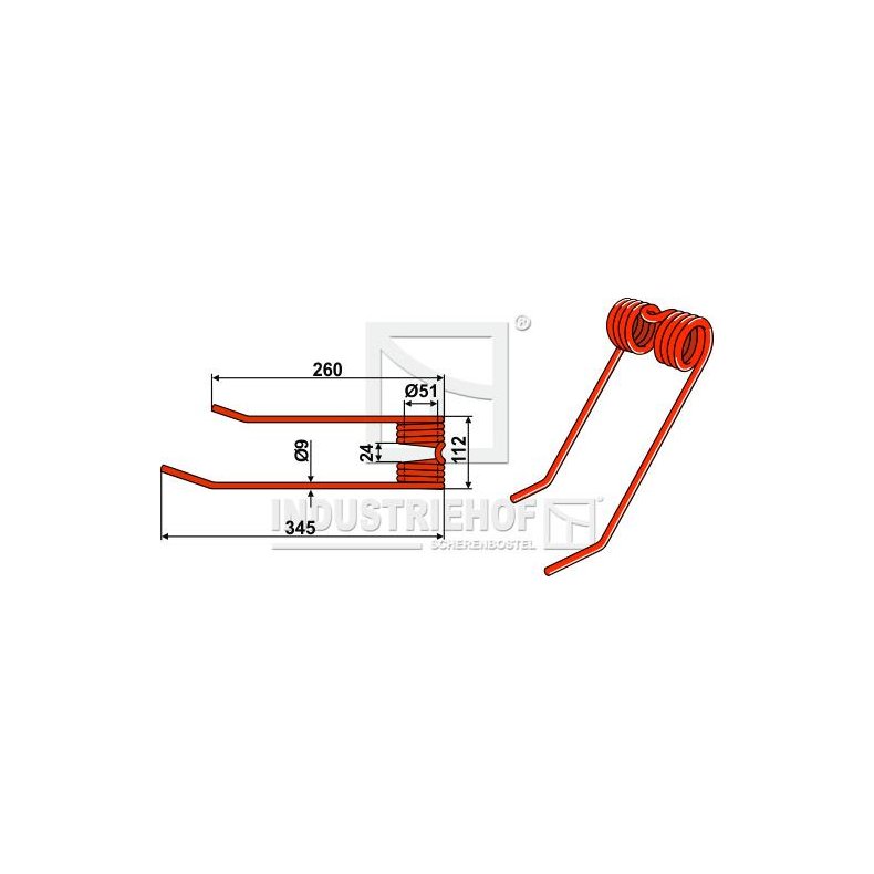 Rivefjeder venstre til JF/Stoll 9 345x112mm