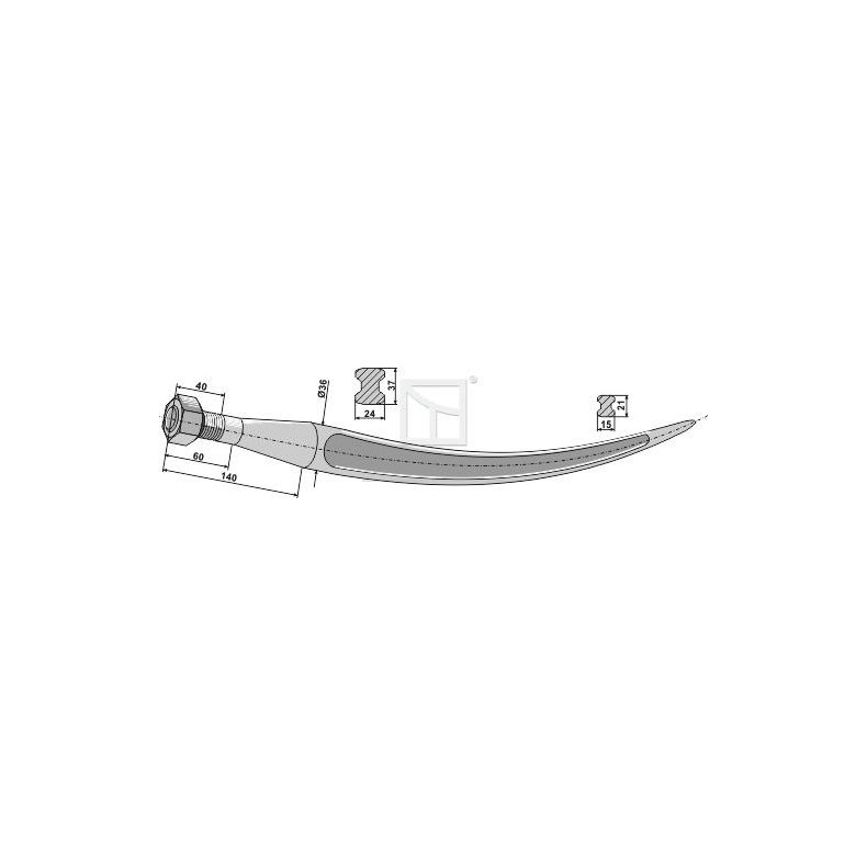 Gribetand for baller 680 M22 36