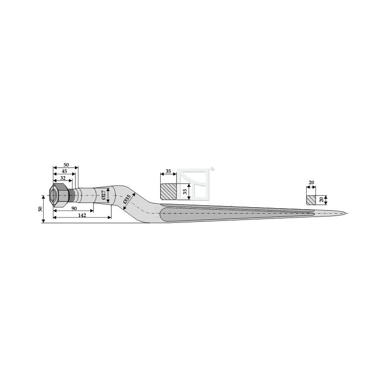 Frontlssertand 840mm M22 35