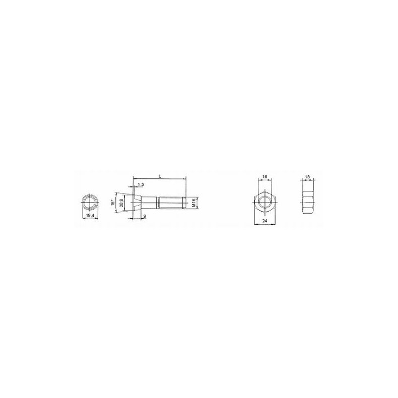 Konisk bolt M16x2x65 (12.9)