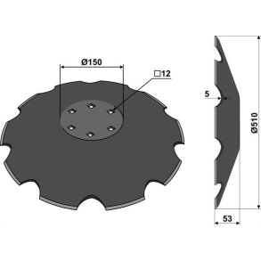 Takket tallerken til Kuhn Optimer 510mm