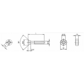 Bolt M16x50 DIN608 m/firkantsats. (8.8)