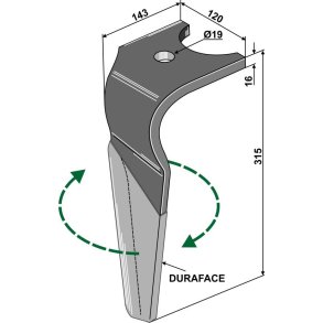 Rotortand H. til Kuhn serie 1000 m/snapskift belagt