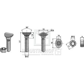 Radrenserbolt M 10x60 mm