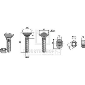 Radrenserbolt M 12x60 mm
