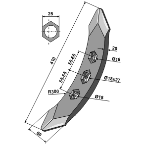 GRUBBERSPIDS 60x20mm BUET TIL KV.LAND