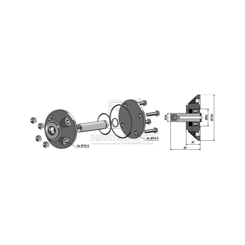 Rulleskrnav 30mm til Kverneland