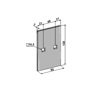 90x130, hulafstand 48mm.