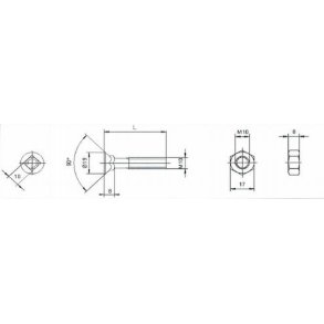 Bolt M10x30 DIN608 m/firkantsats. (10.9)