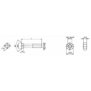Bolt 5/8UNFx50 DS6006 m/firkantsats.