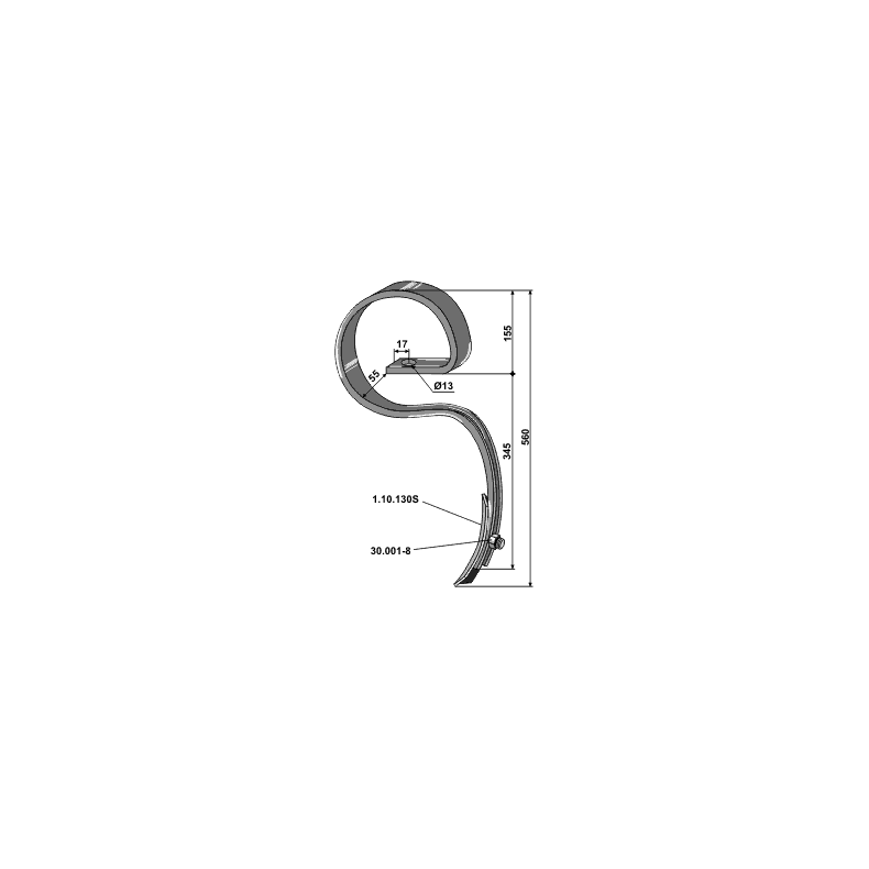 S-Tand 45x10mm til "Agrilla cobra" incl. spids