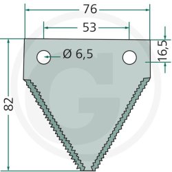 Knivblad overriflet 6 til MF DRONN. IH-CNH.