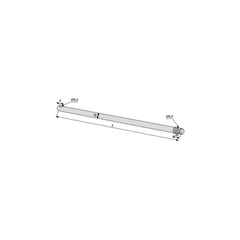Lang aksel 1100mm til Taarup