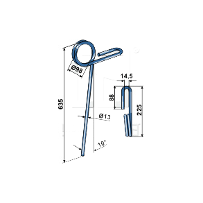 Efterharvetand  til Kckerling  635mm 13