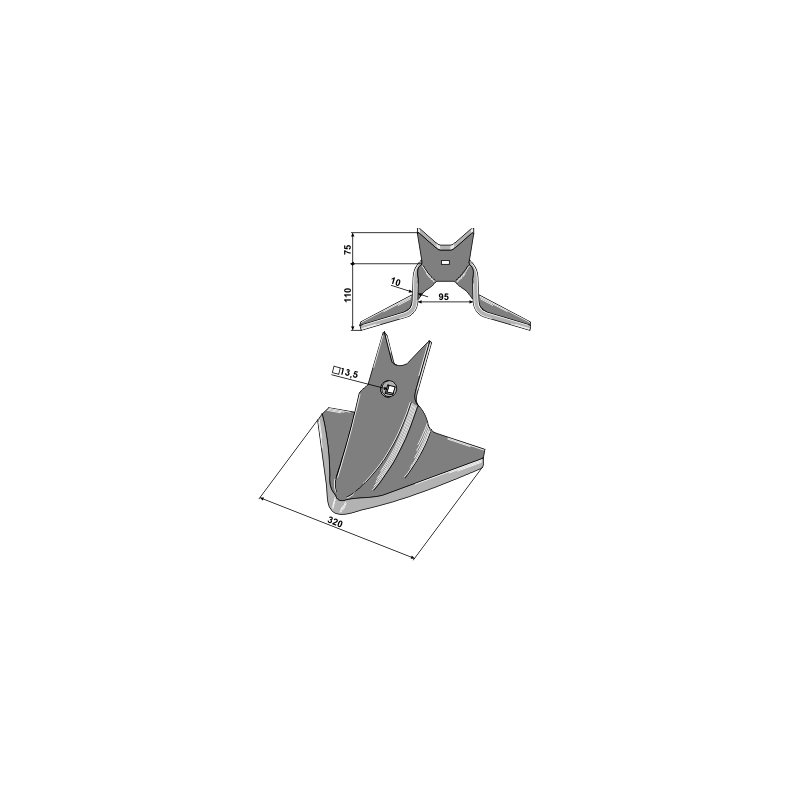 Gsefodsskr 320x10mm til Kckerling