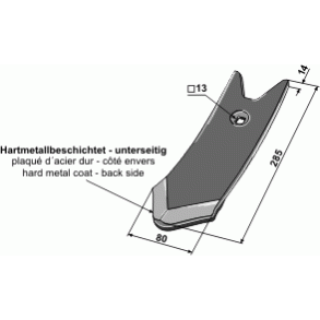 Stubspids 80x14mm belagt til K�ckerling