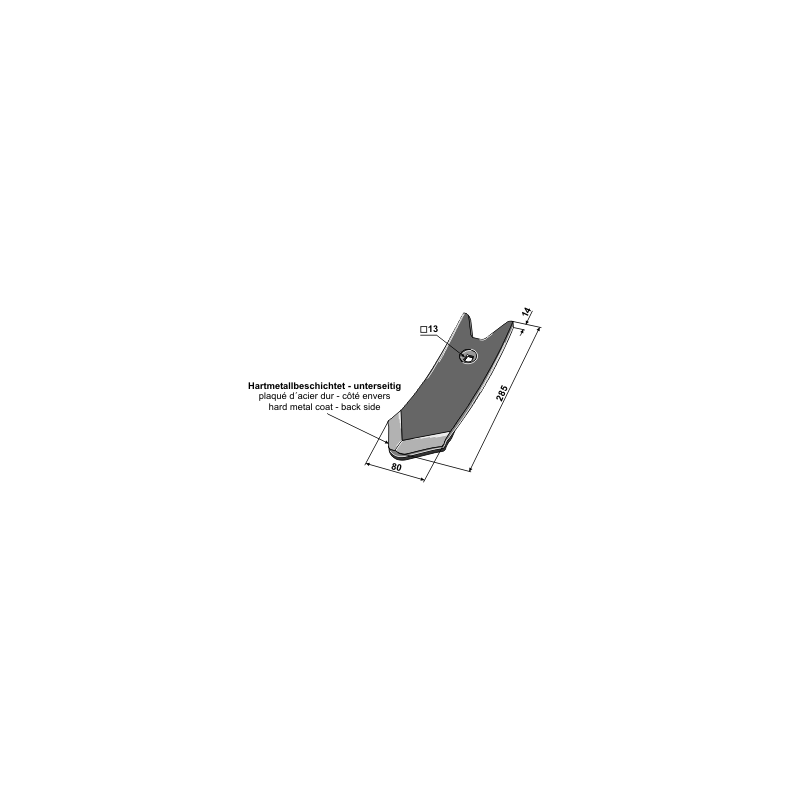 Stubspids 80x14mm belagt til Kckerling