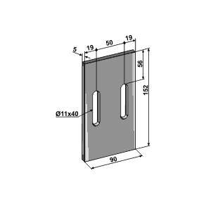 90x152, hulafstand 50mm.
