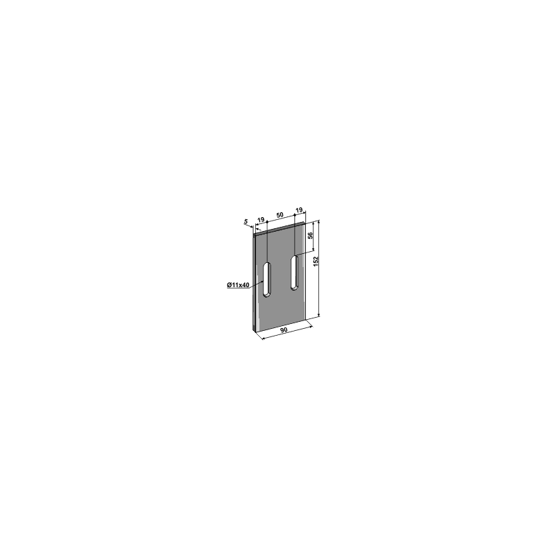 90x152, hulafstand 50mm.