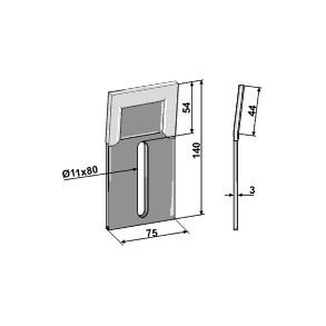75x137 bjet. 1 hul (11x80). Hrdmetal.
