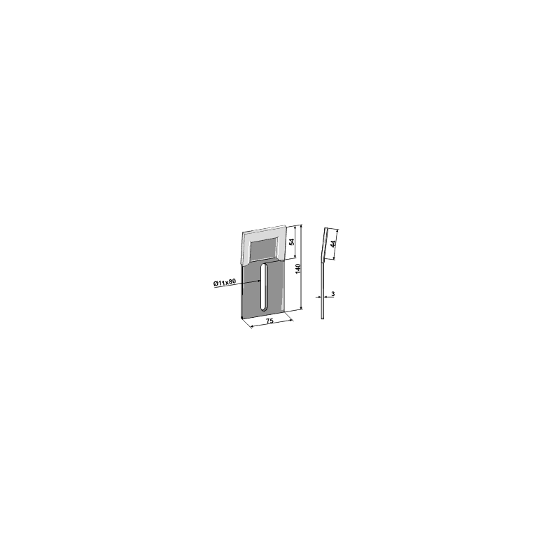 75x137 bjet. 1 hul (11x80). Hrdmetal.