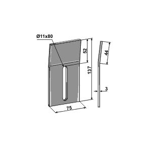 75x137 bjet. 1 hul (11x80).