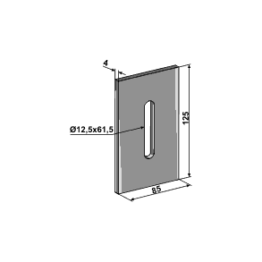 85x125, 1 hul (12,5x61,5) 4mm tyk.