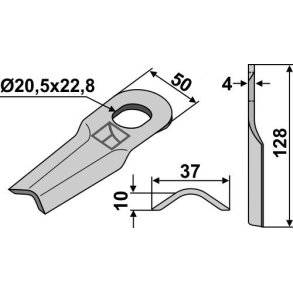 Kniv 129mm til Kverneland og Taarup m.fl.
