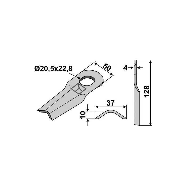 Kniv 129mm til Kverneland og Taarup m.fl.