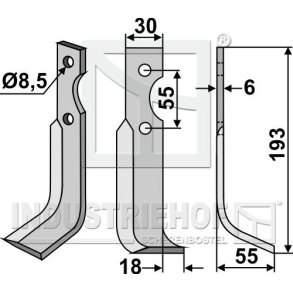 Frserkniv hjre 8,5mm til BCS, Ferrari og Pasquali 55mm