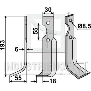 Frserkniv venstre 8,5mm til BCS, Ferrari og Pasquali 55mm