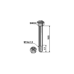 Bolt M14x1,5x105 med lsemtrik 